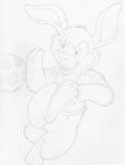  absurd_res action_pose anthro ball barefoot bottomless buckteeth clothed clothing cub featureless_crotch front_view greyscale hi_res jamie_(mizzyam) jersey kick lagomorph line_art looking_away male mammal mizzyam monochrome pencil_(artwork) rabbit smile soccer soccer_ball solo sport teeth traditional_media_(artwork) young 