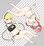  blonde_hair blue_eyes blush breasts cat_cutout fuuro_(pokemon) gym_leader hair_ornament highres kamitsure_(pokemon) long_hair midriff multiple_girls navel open_mouth panties pokemon pokemon_(game) pokemon_bw red_hair smile underwear 