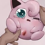  crying human interspecies jigglypuff mammal nintendo one_eye_closed open_mouth pok&eacute;mon pok&eacute;philia pussy solo_focus spread_pussy spreading tears video_games youjomodoki 