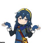  blue_hair falchion_(fire_emblem) fingerless_gloves fire_emblem gloves lucina meme nintendo parody rukotaro shrug smug sword symbol_in_eye tiara weapon 