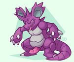  animal_genitalia buyobutt claws erection feral genital_slit horn invalid_tag male monster nidoking nintendo nude open_mouth penis pok&eacute;mon slit solo spread_legs spreading teeth tongue video_games 