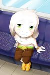  0100000022_(artist) 5_fingers asriel_dreemurr blush boss_monster briefs bus caprine child clothed clothing crocs cub erection fur goat green_eyes half-closed_eyes high-angle_view long_ears looking_at_viewer male mammal monster seductive sitting solo tenting topless unbuttoned undertale underwear video_games watch white_fur young 