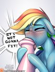  2016 animal_genitalia animal_penis big_penis blush cock_ring dickgirl duo english_text equine equine_penis eyes_closed female feral friendship_is_magic hair intersex male mammal multicolored_hair my_little_pony northernsprint oral patreon pegasus penis princess princess_celestia_(mlp) rainbow_dash_(mlp) rainbow_hair royalty text wings 