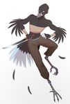  abs anthro avian bandage beak bird corvid crow male melee_weapon simple_background solo sword weapon white_background zedzar 