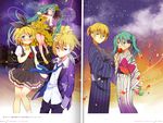  binding_discoloration cleavage dress hatsune_miku kagamine_len kagamine_rin no_bra seifuku vocaloid wogura yukata 