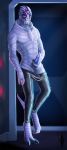  alien animal_genitalia clothed clothing erection essence_of_rapture genital_slit hi_res holding_penis looking_at_viewer male mass_effect nude partially_clothed penis precum slit solo standing topless turian video_games 