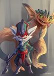  axe biped costume duo fur hat kled league_of_legends mammal melee_weapon nurinaki reptile scales scalie skaarl sketch smile teeth tongue video_games weapon white_fur yordle 