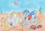  blonde_hair blue_eyes blue_fur blue_hair blush cutie_mark dawn22eagle day equine fan_character feathered_wings feathers female feral flying fur group hair hooves horn male mammal my_little_pony open_mouth outside pegasus sitting sky standing traditional_media_(artwork) unicorn white_fur wings 