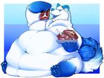  2016 4_toes anthro belly big_belly blue_eyes blue_fur blue_tongue butt canine claws digital_media_(artwork) dog drooling eating fat_rolls feeding feet food fur gainer glutton greed greedy hair heavy hi_res hindpaw hungry husky hyper hyper_belly immobile invalid_tag male mammal moobs morbidly_obese navel nude obese open_mouth overweight papads pawpads paws rolls saliva simple_background slightly_chubby snow_fang solo ssbhm steak stomach stuffing stupidoreo teeth thick_thighs toes tongue weight_gain white_fur white_hair wide_hips 