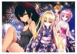  dress erect_nipples fixed golden_darkness momo_velia_deviluke nemesis no_bra tail to_love_ru to_love_ru_darkness yabuki_kentarou yukata yuuki_rito 