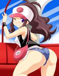  1girl ass bag baseball_cap ferris_wheel hat hips konno_tohiro looking_back md5_mismatch nintendo one_eye_closed pokemon pokemon_(game) pokemon_bw qc short_shorts shorts smile solo touko_(pokemon) wide_hips wink wristband 