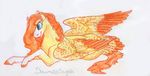  absurd_res blue_eyes dawn22eagle equine eyelashes fan_character feathered_wings feathers female feral fur hair hi_res hooves mammal my_little_pony orange_feathers orange_hair pegasus simple_background smile solo traditional_media_(artwork) white_background wings yellow_feathers yellow_fur 