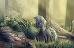  blue_eyes cutie_mark day detailed_background ear_piercing equine female feral forest friendship_is_magic fur grass grey_fur hair hooves mammal my_little_pony nude outside piercing ring solo standing tree viwrastupr white_hair zebra zecora_(mlp) 