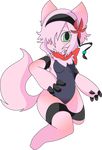  2016 absurd_res alpha_channel anthro bandanna blush breasts canine changemylife99_(artist) clitoris digital_media_(artwork) female fox fur green_eyes hair hi_res mammal navel nova_(character) nude pink_fur pose pussy scarf stripes thick_thighs vector 