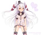  alternate_color amatsukaze_(kantai_collection) bad_id bad_pixiv_id bandaid bandaid_on_pussy blush breasts brown_eyes choker covered_nipples cum cum_in_mouth cum_in_pussy embarrassed garter_straps heart kantai_collection konayama_kata long_hair nipples no_panties school_uniform see-through serafuku short_sleeves silver_hair small_breasts solo tears thighhighs 