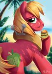  2016 adlynh big_mac_(burger) big_macintosh_(mlp) cutie_mark equine feral friendship_is_magic fur green_eyes hair hooves horse male mammal my_little_pony orange_hair outside pony red_fur short_hair solo tree 