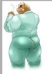  anthro boar exe_exem looking_at_viewer male mammal muscular porcine rear_view simple_background solo white_background 