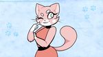  andiemations anthro blue_eyes cat clothing collar dress feline female fur invalid_tag mammal multicolored_fur one_eye_closed paws pink_fur shima_luan simple_background skirt smile solo super_planet_dolan teasing two_tone_fur whiskers wink 