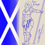  anthro armor breasts caprine clothing corsette female fur hi_res kilt mammal megan_mcdaugh melee_weapon nukenugget pike sheep smile solo weapon 