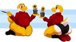  amber_eyes anthro belly big_butt bottomless butt clothed clothing fan_character male mario_bros nintendo overweight overweight_male plant sssonic2 sweater video_games yosher_(character) yoshi 