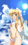  air bikini blonde_hair blue_eyes blush ca2la kamio_misuzu long_hair ponytail solo standing swimsuit towel very_long_hair 