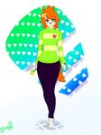  &lt;3 2016 anthro asriel_dreemurr barefoot canine clothing cosplay dog eyelashes female flat_chested flower flower_in_hair green_eyes hair inuki_zu inuzu looking_at_viewer mammal orange_hair pants plant plantigrade smile solo standing sweater undertale video_games wide_hips 