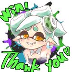  &lt;3 2016 bare_shoulders cephalopod clothing english_text female hair hat humanoid inkling jewelry marie_(splatoon) marine mask nintendo not_furry pointy_ears short_hair smile solo splatoon squid tentacle_hair tentacles text video_games white_hair zuu-n 