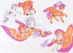  absurd_res age_progression blush cutie_mark dawn22eagle duo equine eyelashes eyes_closed feathered_wings feathers feral friendship_is_magic fur green_eyes hair hi_res hooves horn lying mammal my_little_pony orange_feathers pegasus pink_hair purple_eyes purple_hair raining scootaloo_(mlp) simple_background standing sweetie_belle_(mlp) tongue traditional_media_(artwork) unicorn water white_background white_fur wings 