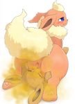  3sthrees anus blue_eyes brown_ears brown_fur canine cream_fur eevee eeveelution fart female flareon fur mammal nintendo pok&eacute;mon pussy red_ears red_fur video_games 