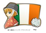  1girl blonde_hair blue_eyes flag hat ireland irish_flag murakami_senami 