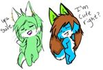  blue_fur brown_ears brown_hair fur green_ears green_fur green_hair hair text white_fur 