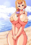  aokura_shou bikini breasts huge_breasts orange_hair purple_eyes 
