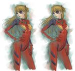  adapted_costume blue_eyes bodysuit breasts brown_hair eyepatch long_hair neon_genesis_evangelion nipples plugsuit soryu_asuka_langley wardrobe_malfunction watanabe_yasuaki 