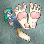  barefoot cat claws clothed clothing feline foot_fetish foot_focus mammal pawpads paws teasing 