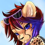  blue_hair cheetah conditional_dnp eyewear feline female fur glasses hair mammal mrawl spots surody surody_(copyright) whiskers 