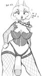  animal_crossing anthro anthrofied collar dialogue dickgirl fishnet flaccid intersex makeup monique_(animal_crossing) nintendo penis roy_mccloud spiked_collar spikes video_games 