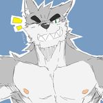  canine clothed clothing mammal padu smile topless wolf 