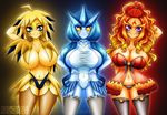  3girls articuno breasts moltres monster_girl multiple_girls personification pokemon pokemon_go sevie zapdos 