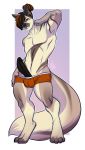  anthro bulge canine clothing erection hair hair_over_eye humanoid_penis lavenderpandy looking_at_viewer male mammal penis smile solo standing underwear 