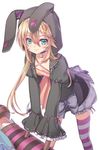  animal_ears animal_hood aqua_eyes bangs black_jacket blonde_hair bloomers blue_eyes blush bow bunny_ears bunny_hood carrot_hair_ornament choker chung_seiker closed_mouth colored_eyelashes criss-cross_halter downblouse elsword eyebrows eyebrows_visible_through_hair fake_animal_ears flower food_themed_hair_ornament frills grey_bow hair_between_eyes hair_ornament hairclip halter_top halterneck holding hood hooded_jacket jacket leaning_forward legs_apart light_particles long_hair long_sleeves looking_at_viewer male_focus open_clothes open_jacket otoko_no_ko paw_print purple_bloomers purple_ribbon ribbon ribbon-trimmed_sleeves ribbon_trim smile solo standing striped striped_legwear thighhighs underwear very_long_hair wataru_kuri white_background wide_sleeves 