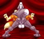  anal anthro balls big_balls butt canine claws cum digital_media_(artwork) dungeon duo fox fox_mccloud hungothenomster male male/male mammal muscular nintendo nude penis penis_size_difference sex spread_legs spreading star_fox video_games wolf wolf_o&#039;donnell 