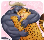  &lt;3 anthro benjamin_clawhauser blush bovine buffalo cheetah chief_bogo disney duo embrace feline hug male male/male mammal muscular naruever nude overweight zootopia 