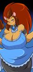  2016 anthro big_breasts blue_eyes blush breasts brown_hair cleavage clothed clothing dress feline female hair hi_res huge_breasts jahida_(mastergodai) lion looking_at_viewer mammal mastergodai mature mature_female multicolored_hair orange_hair smile solo two_tone_hair voluptuous wide_hips 