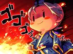 blush_stickers commentary_request fire from_below hat japanese_clothes male_focus mirusa smile solo swordsmith_(touken_ranbu) touken_ranbu |_| 