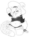 bedroom_eyes belly breasts buxbi_(character) clothing crop_top cutoffs denim_shorts eyeshadow feline female fingerless_gloves gloves half-closed_eyes hat lolopan makeup mammal midriff navel seductive shirt shorts slightly_chubby solo thick_thighs tiger wide_hips witch_hat 