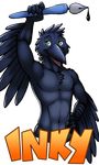  avian badge bird corvid crow inkycrow nude pen solo tsaiwolf 