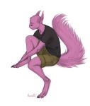  2019 anthro barefoot clothed clothing eyes_closed fur kuroi-kisin mammal pink_fur rodent sciurid simple_background sitting solo white_background 