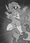  2016 anthro anthrofied armpits atryl blush boots breasts clothing equine female fluttershy_(mlp) footwear friendship_is_magic gloves imminent_rape mammal mask monochrome my_little_pony nipple_bulge pasties pegasus solo tentacles wings 