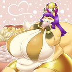 &lt;3 big_breasts breasts canine cattle-fox_god_hathor concon-collector cowbell eating egg egyptian_clothing female food fox horn huge_breasts hyper hyper_breasts mammal no3512 obese overweight overweight_female solo 