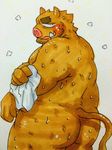  big_butt blush boar butt donuts72 looking_at_viewer male mammal nude porcine rear_view simple_background towel white_background 